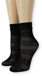 Black Flowers Stripes Mesh Socks - Global Trendz Fashion®