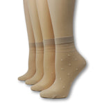 Beige Polka Dots Nylon Socks (Pack of 10 Pairs)