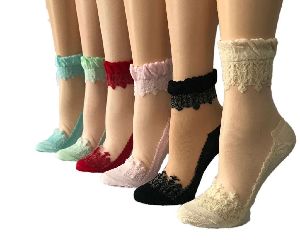 Stunning Patterned Sheer Socks (Pack of 6 Pairs) - Global Trendz Fashion®