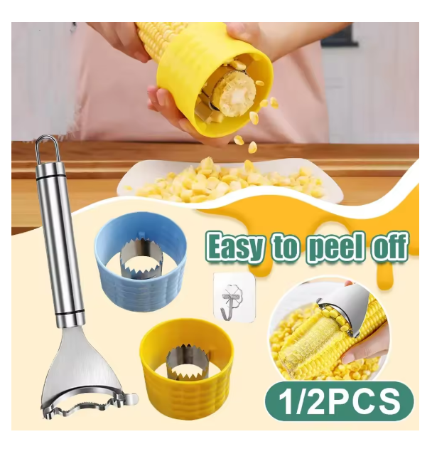 Stainless Steel Corn Peeler Corn Thresher Convenient Easy Peel Corn and Clean Fruit Vegetable Kitchen Cooking Accessories Tools