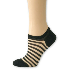 Stripped Black Ankle Sheer Socks - Global Trendz Fashion®