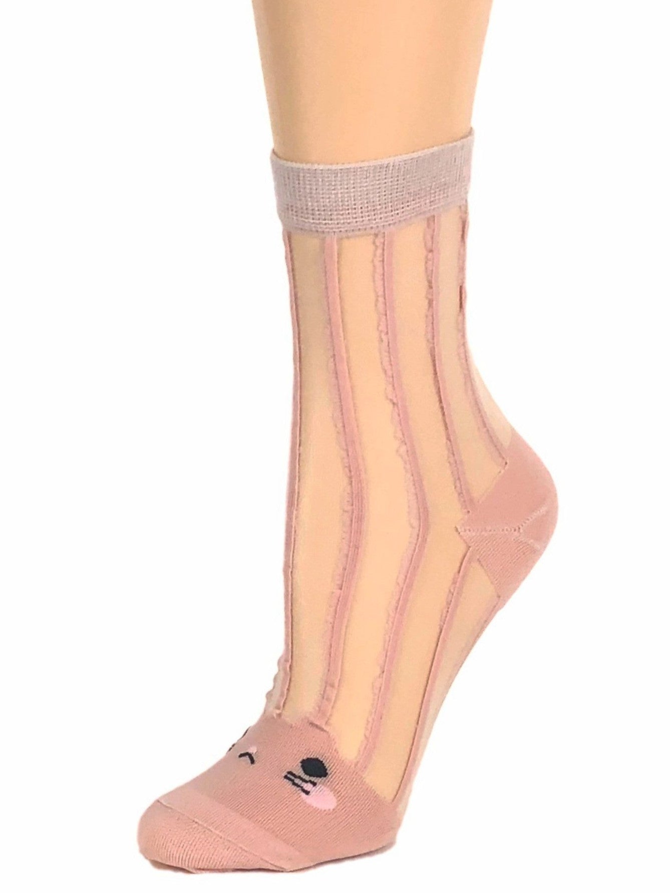 Kitty Tea Pink Sheer Socks - Global Trendz Fashion®
