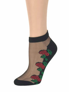 Large Red Roses Sheer Socks - Global Trendz Fashion®