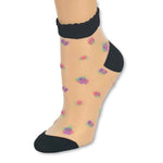 Pink/Purple Mini Flowers Ankle Sheer Socks - Global Trendz Fashion®
