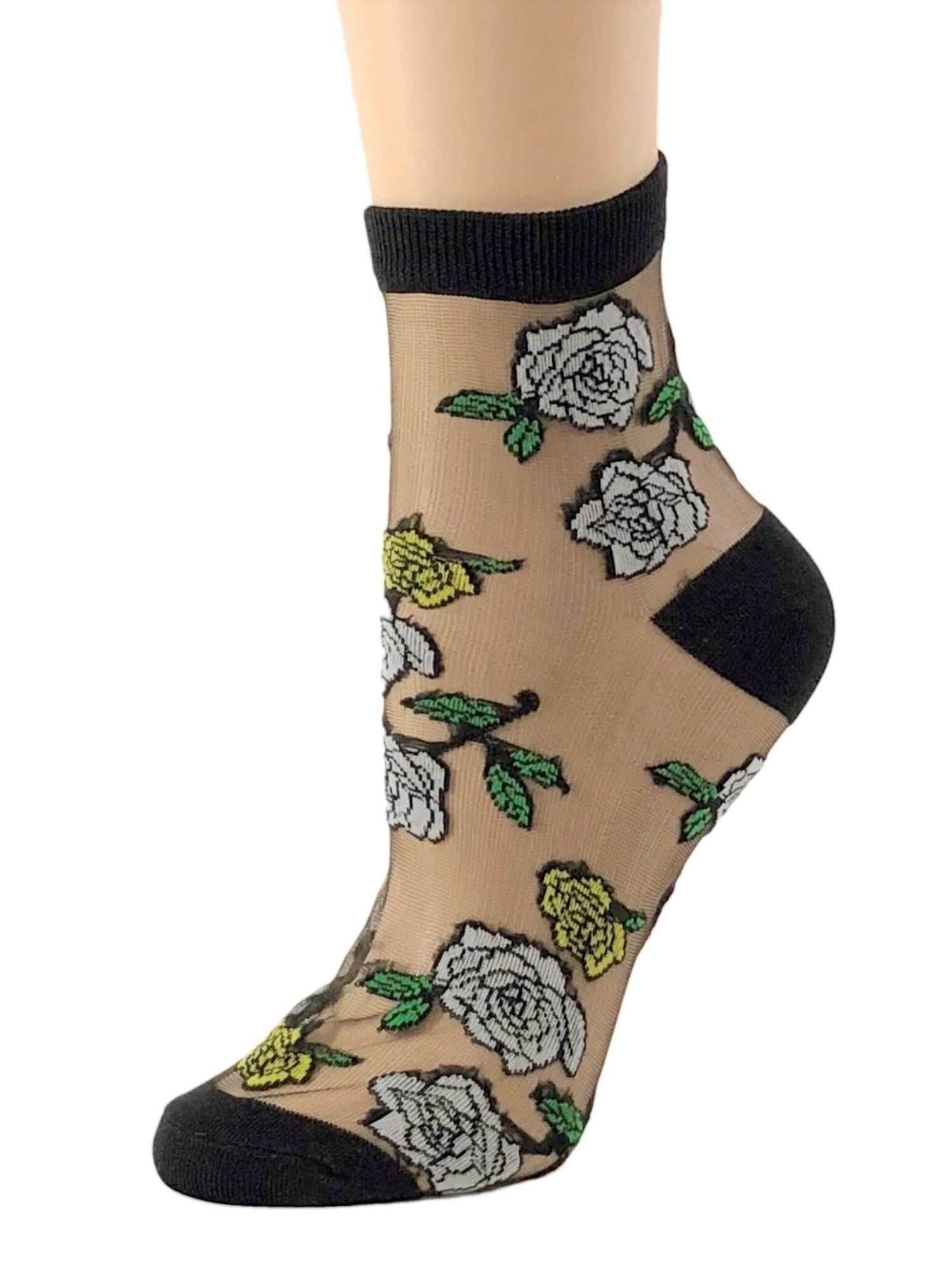 Sharp White Roses Sheer Socks - Global Trendz Fashion®
