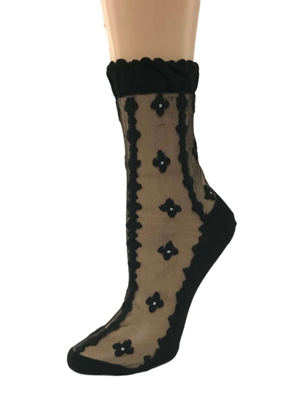 Four Leaf Black Sheer Socks - Global Trendz Fashion®