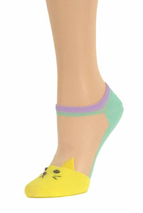 Adorable Yellow Cat Ankle  Sheer Socks - Global Trendz Fashion®