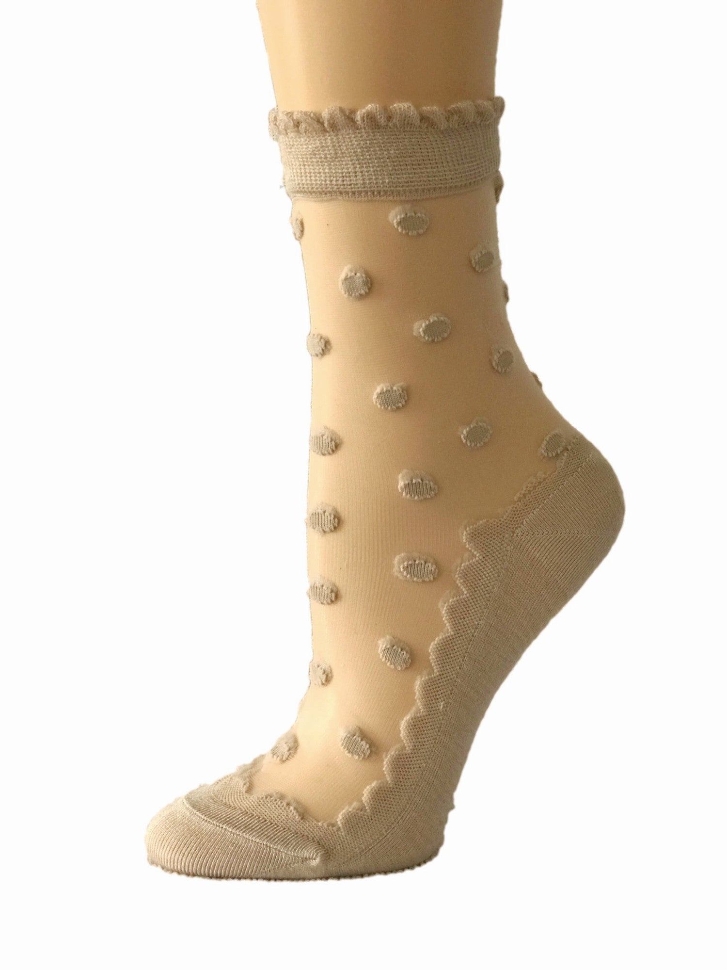 Sleek Dotted Beige Sheer Socks - Global Trendz Fashion®