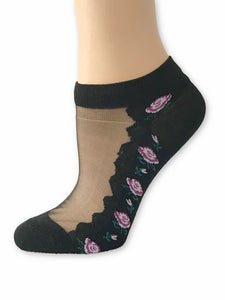 Purple Patterned Flower Ankle Sheer Socks - Global Trendz Fashion®