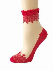 Sharp Red Sheer Socks - Global Trendz Fashion®