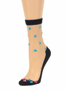 Ferozi Mini Flowers Sheer Socks - Global Trendz Fashion®