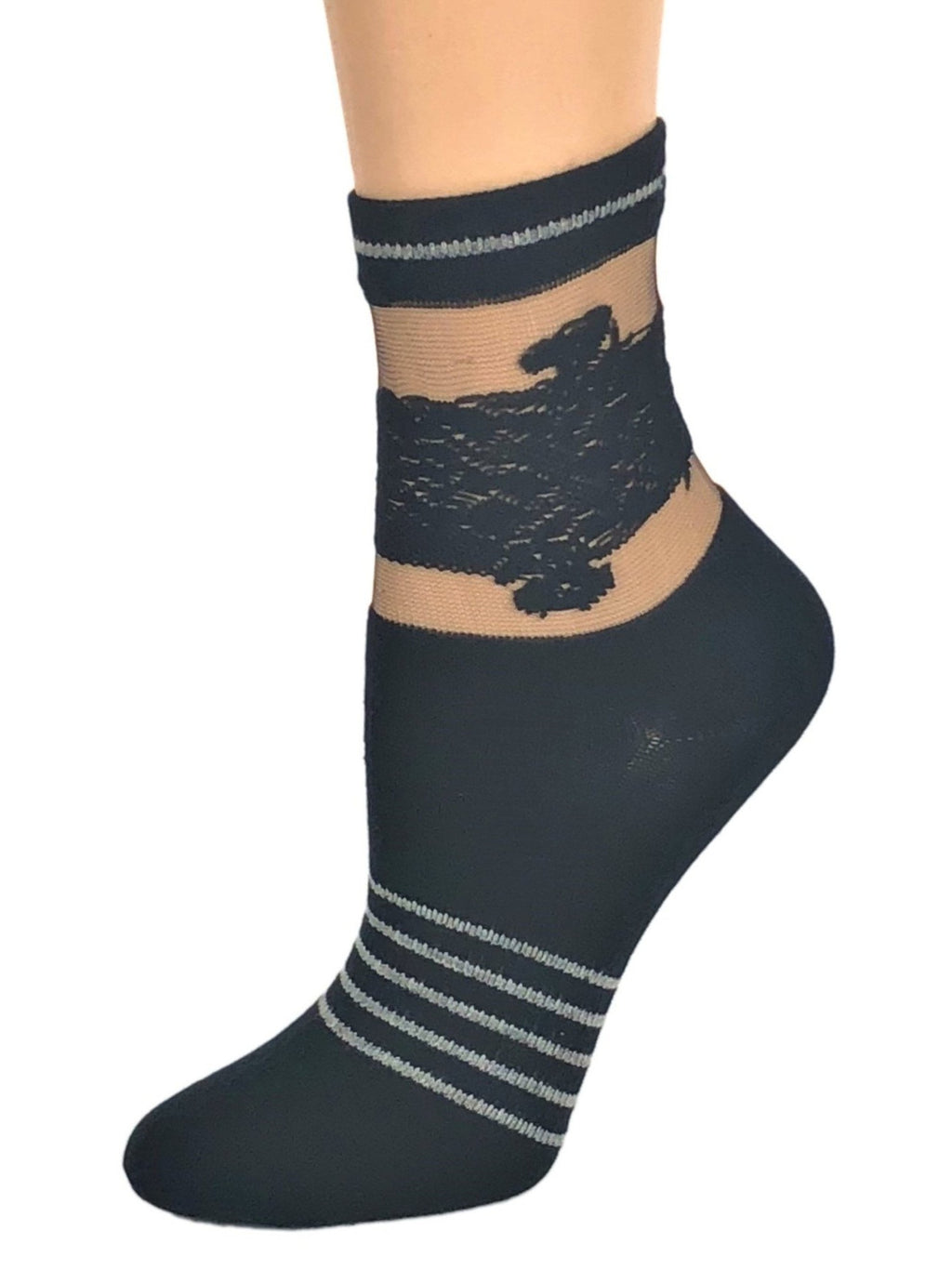 White Striped Black Sheer Socks - Global Trendz Fashion®