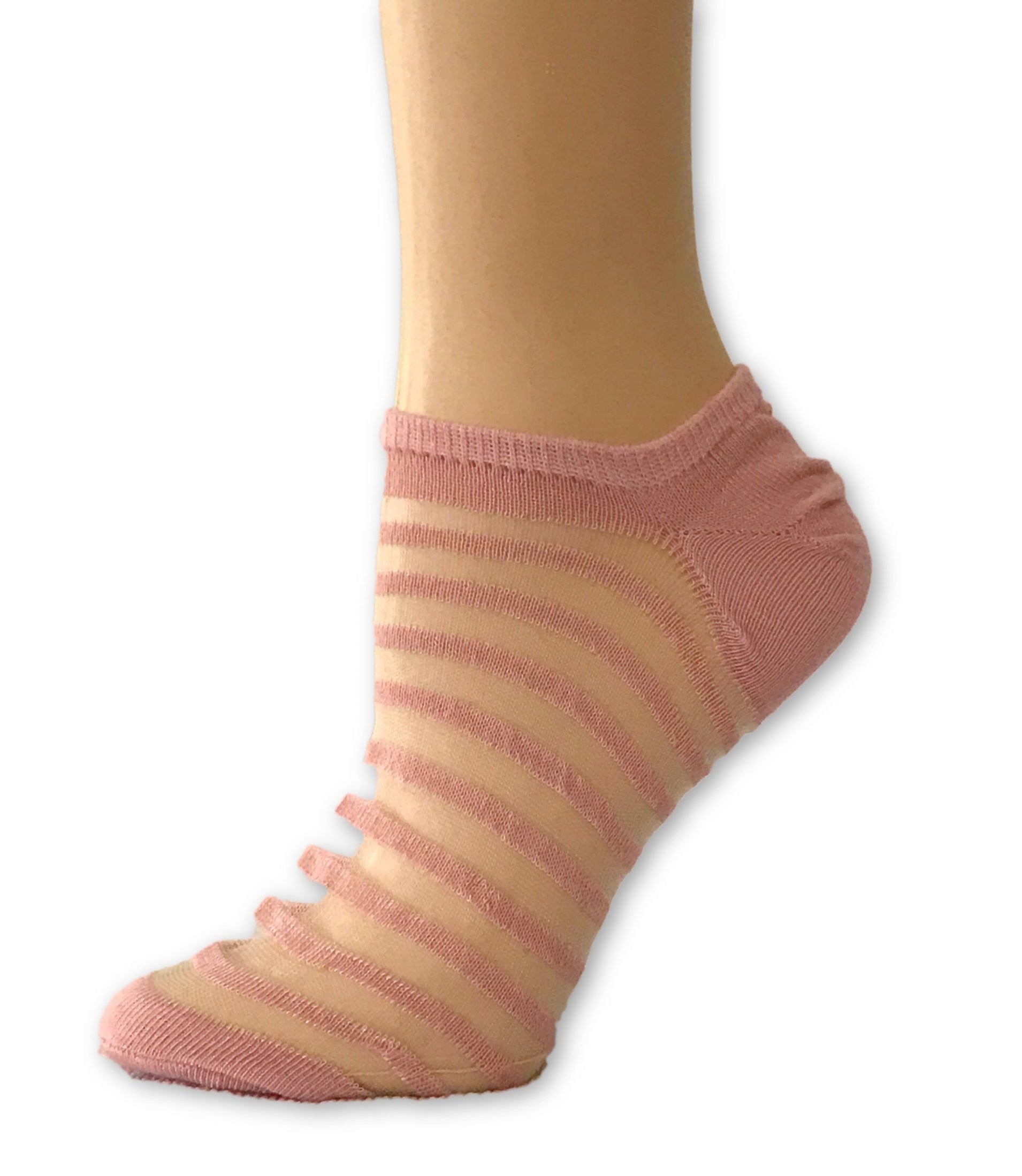 Stripped Baby Pink Ankle Sheer Socks - Global Trendz Fashion®