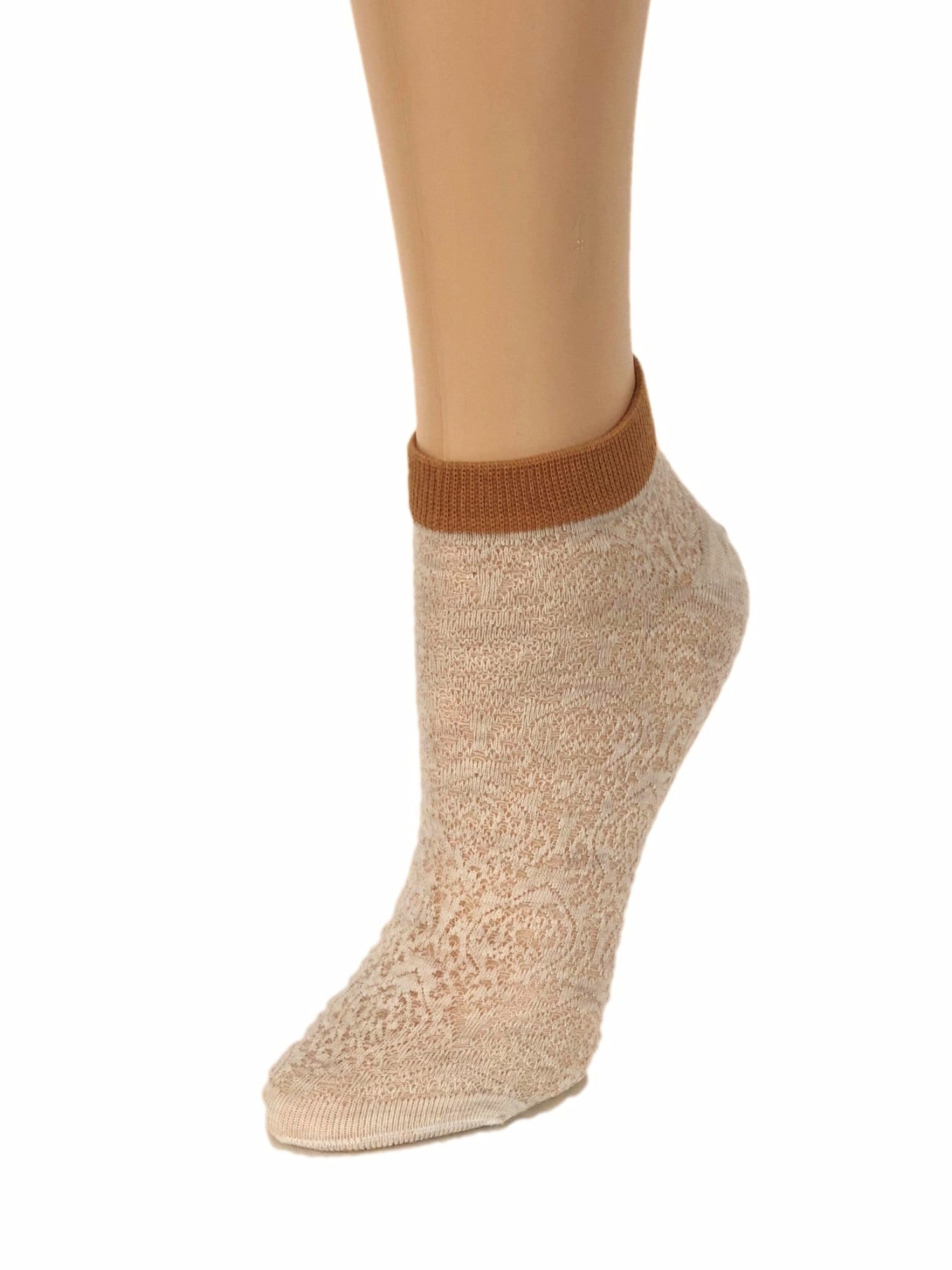 Maroon-Stripped Cream Ankle Sheer Socks - Global Trendz Fashion®