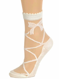 Milky White Bow Sheer Socks - Global Trendz Fashion®