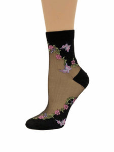 Soft Pink Flowers Sheer Socks - Global Trendz Fashion®