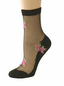 Gorgeous Pink Flowers Sheer Socks - Global Trendz Fashion®