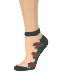 Redish Red Rose Ankle Sheer Socks - Global Trendz Fashion®