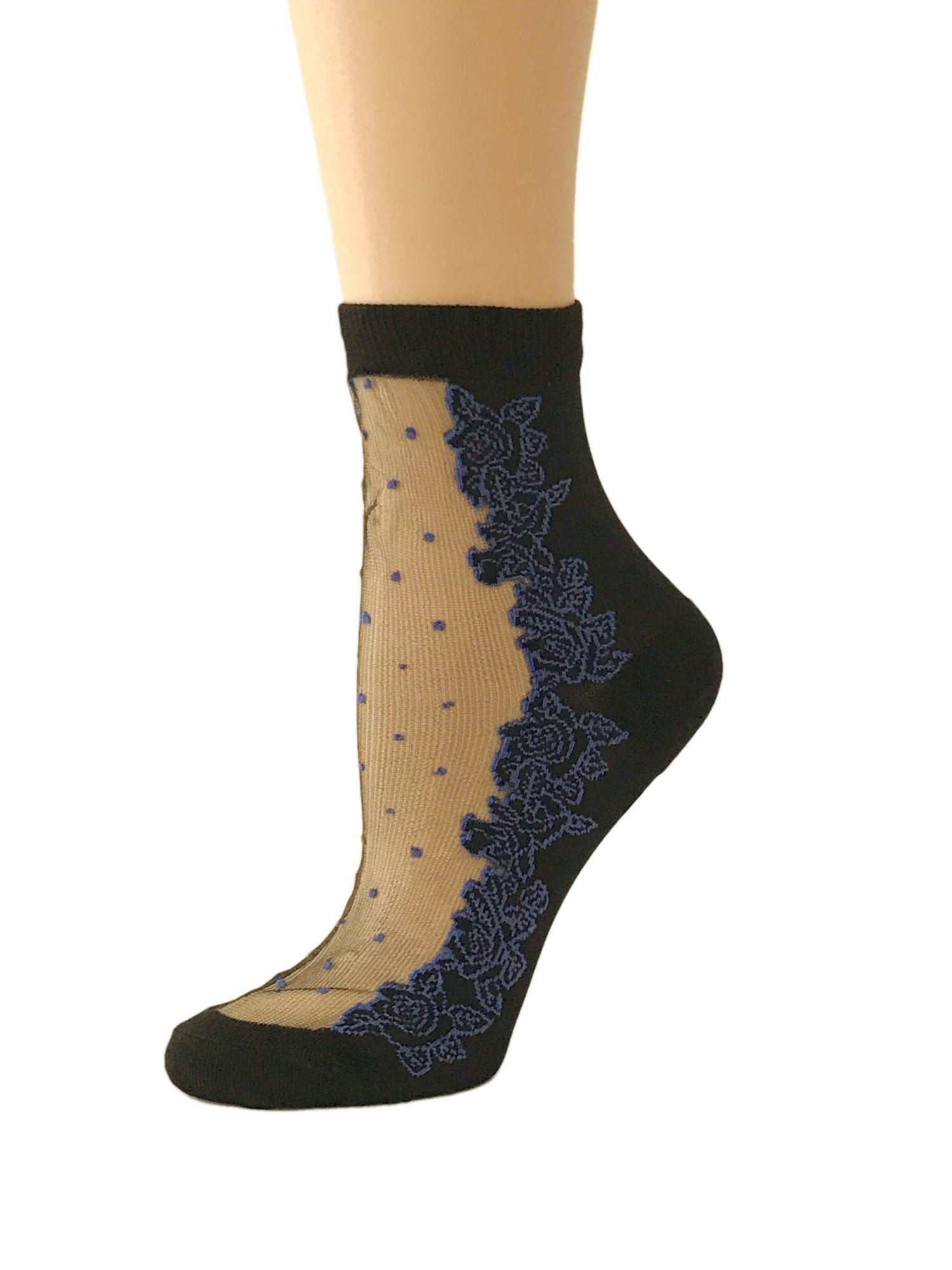 Dotted Blue Roses Sheer Socks - Global Trendz Fashion®