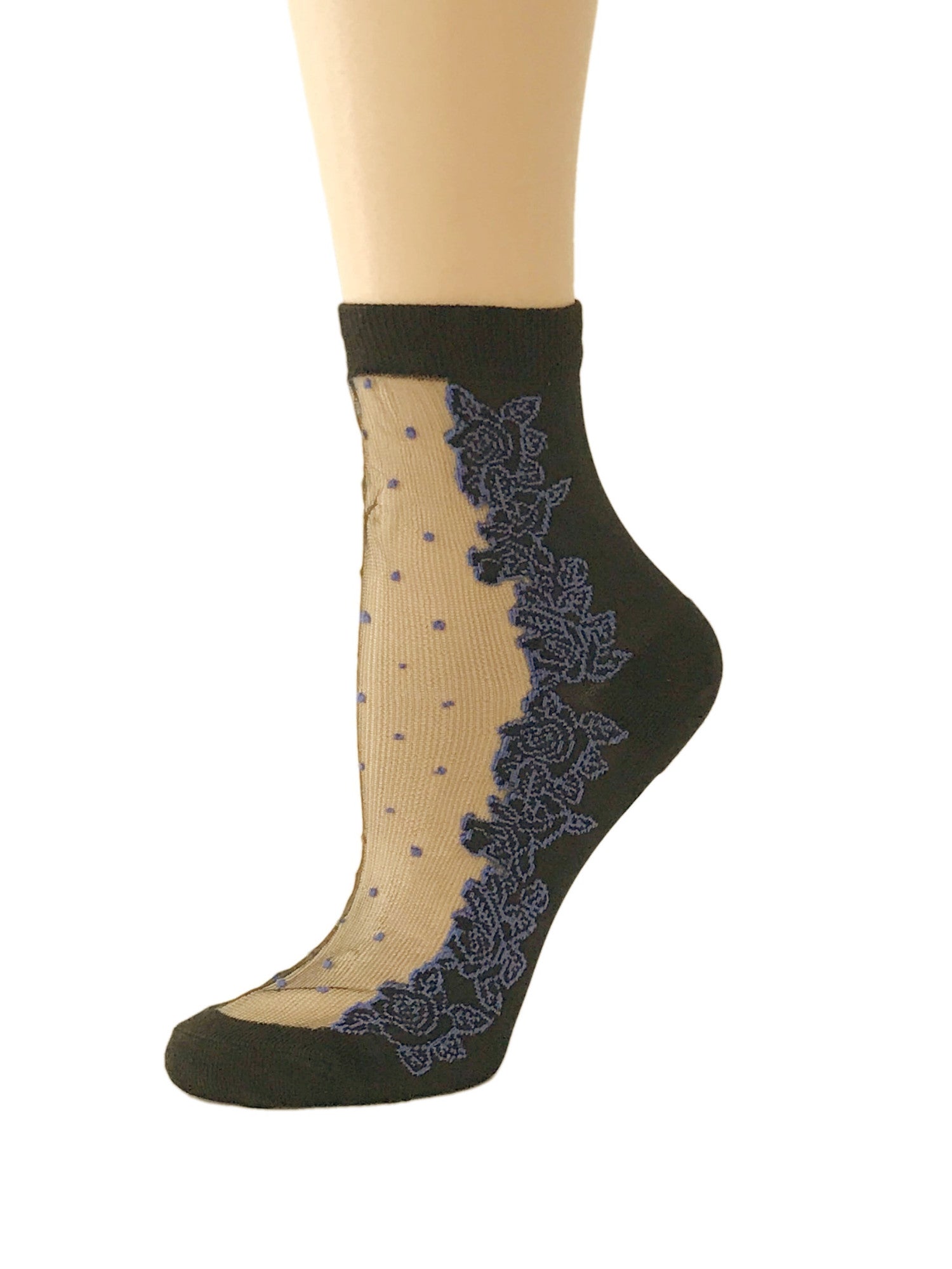 Dotted Purple Roses Sheer Socks - Global Trendz Fashion®
