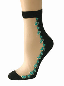 Elegant Mini Blue Flowers Sheer Socks - Global Trendz Fashion®