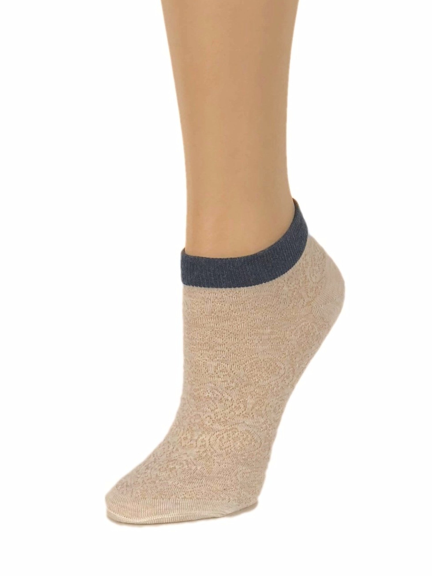 Black Stripped Cream Ankle Sheer Socks - Global Trendz Fashion®