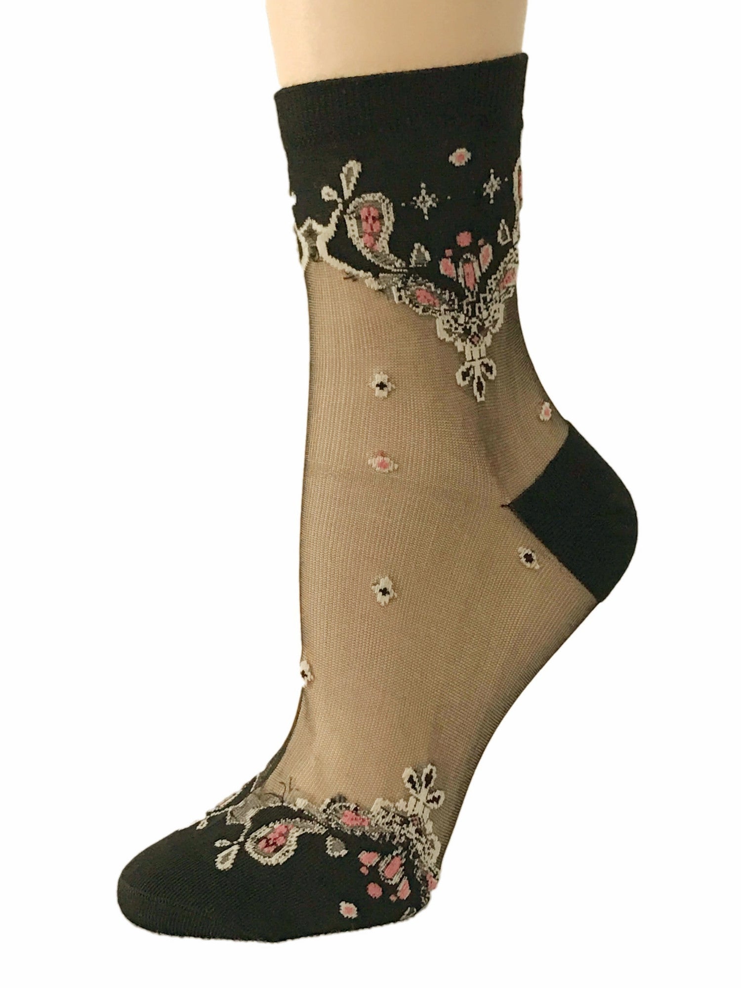 Elegant Pink Pattern Sheer Socks - Global Trendz Fashion®