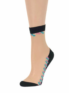 Pink Blue Mini Flowers Sheer Socks - Global Trendz Fashion®