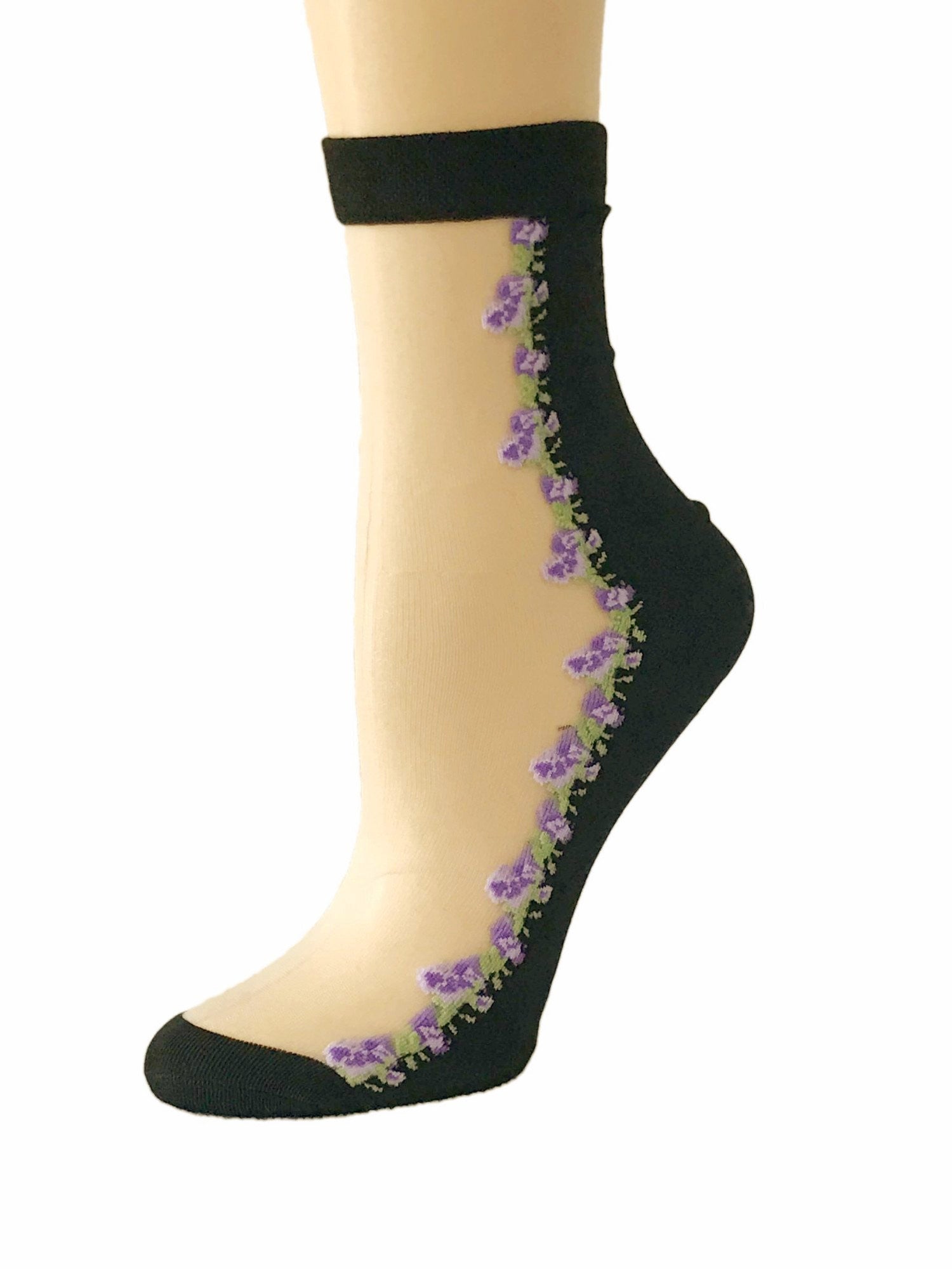 Cute Purple Flower Sheer Socks - Global Trendz Fashion®