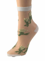 Nifty Green Flowers Sheer Socks - Global Trendz Fashion®