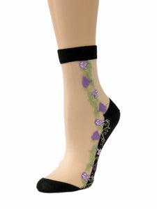 Mini Light Purple Flowers Sheer Socks - Global Trendz Fashion®
