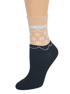 Tiny Flowers Black Sheer Socks - Global Trendz Fashion®