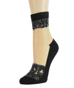Navy Embroidery Sheer Socks - Global Trendz Fashion®