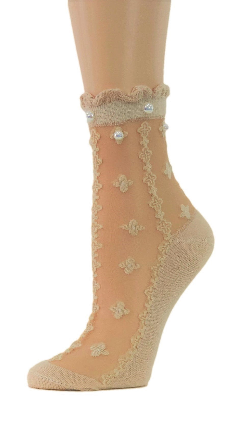 Four Leaf Custom Sheer Socks with Beads - Global Trendz Fashion®