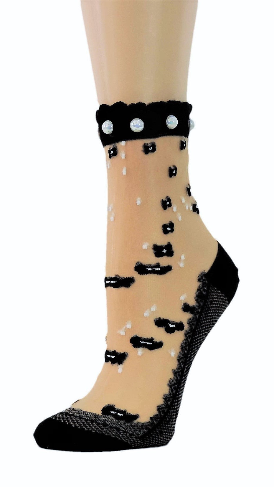 Unique Dots Custom Sheer Socks with Beads - Global Trendz Fashion®