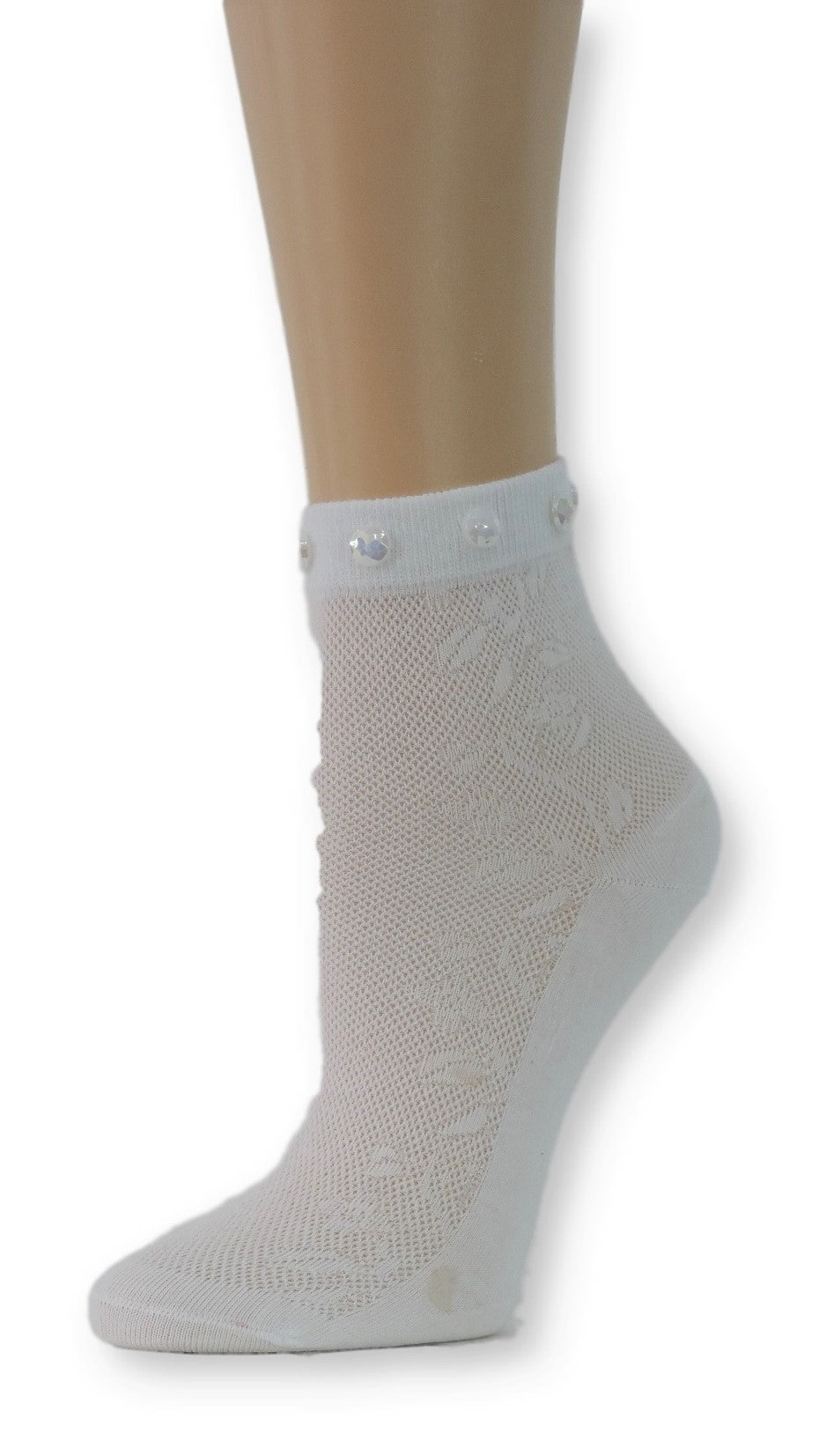 White Custom Sheer Socks with beads - Global Trendz Fashion®