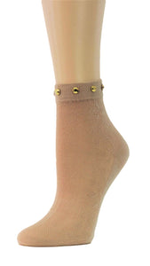 Beige Custom Sheer Socks with beads - Global Trendz Fashion®