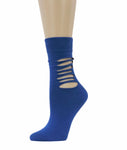 Ripped Royal Blue Cotton Socks - Global Trendz Fashion®