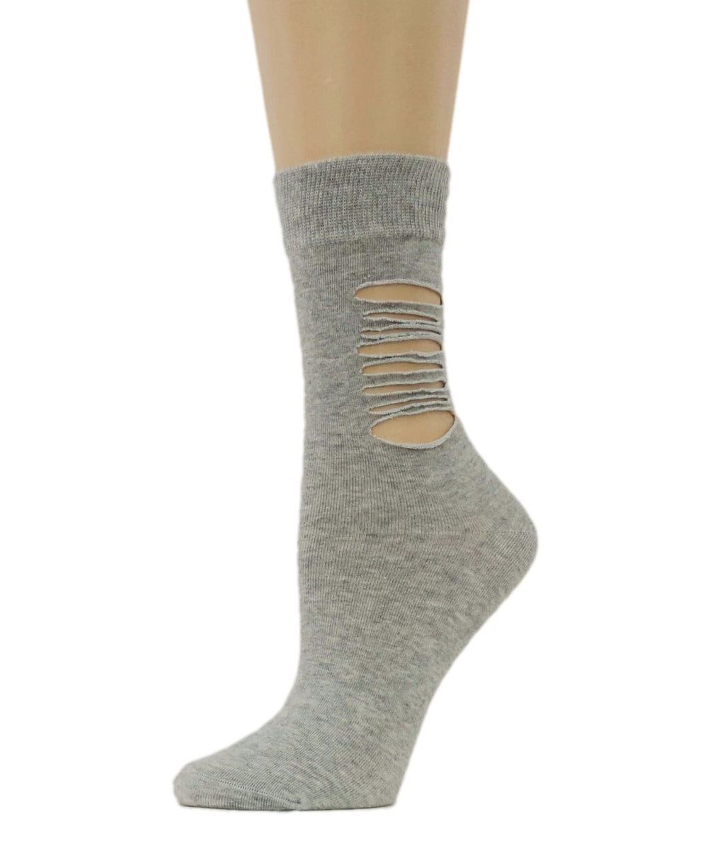 Ripped Grey Cotton Socks - Global Trendz Fashion®