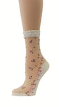 Young Pink Floral Custom Sheer Socks with beads - Global Trendz Fashion®