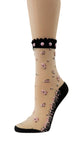 Cute Pink Floral Custom Sheer Socks with beads - Global Trendz Fashion®
