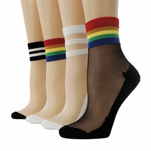 Multi Striped Sheer Socks (Pack of 4 Pairs) - Global Trendz Fashion®