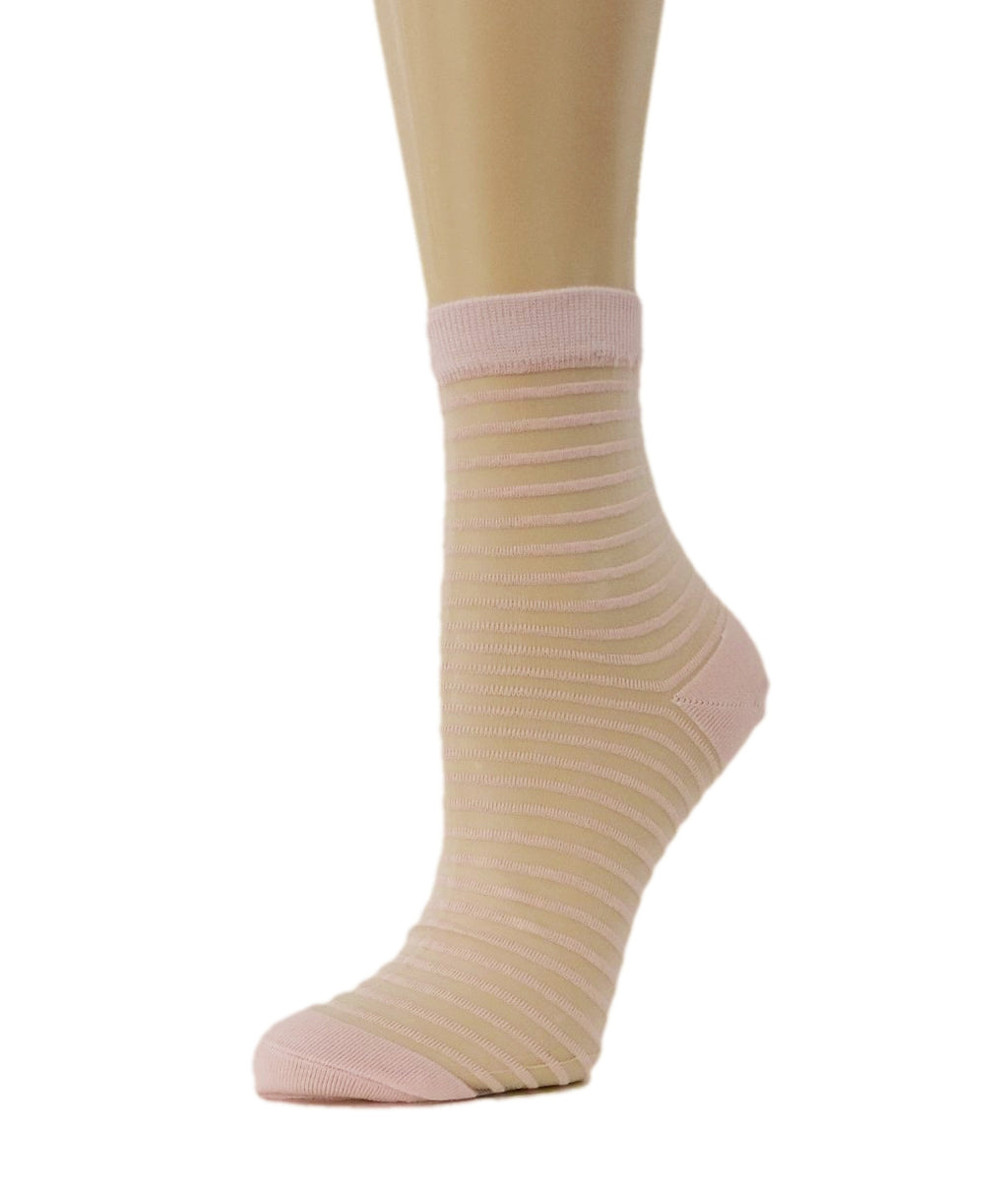 Sweet Pink Striped Sheer Socks - Global Trendz Fashion®