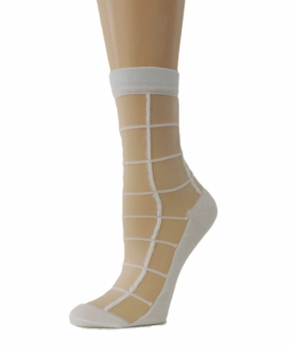 Calm White Square Sheer Socks - Global Trendz Fashion®