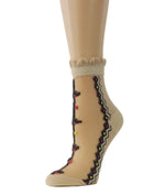 Spiral Beige Sheer Socks - Global Trendz Fashion®