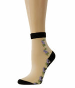 Wild Purple Flowers Sheer Socks - Global Trendz Fashion®