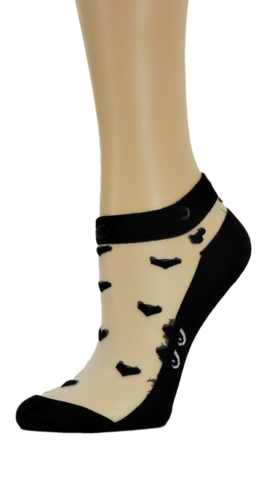 Cat Eyes Black Custom Ankle Sheer Socks with beads - Global Trendz Fashion®