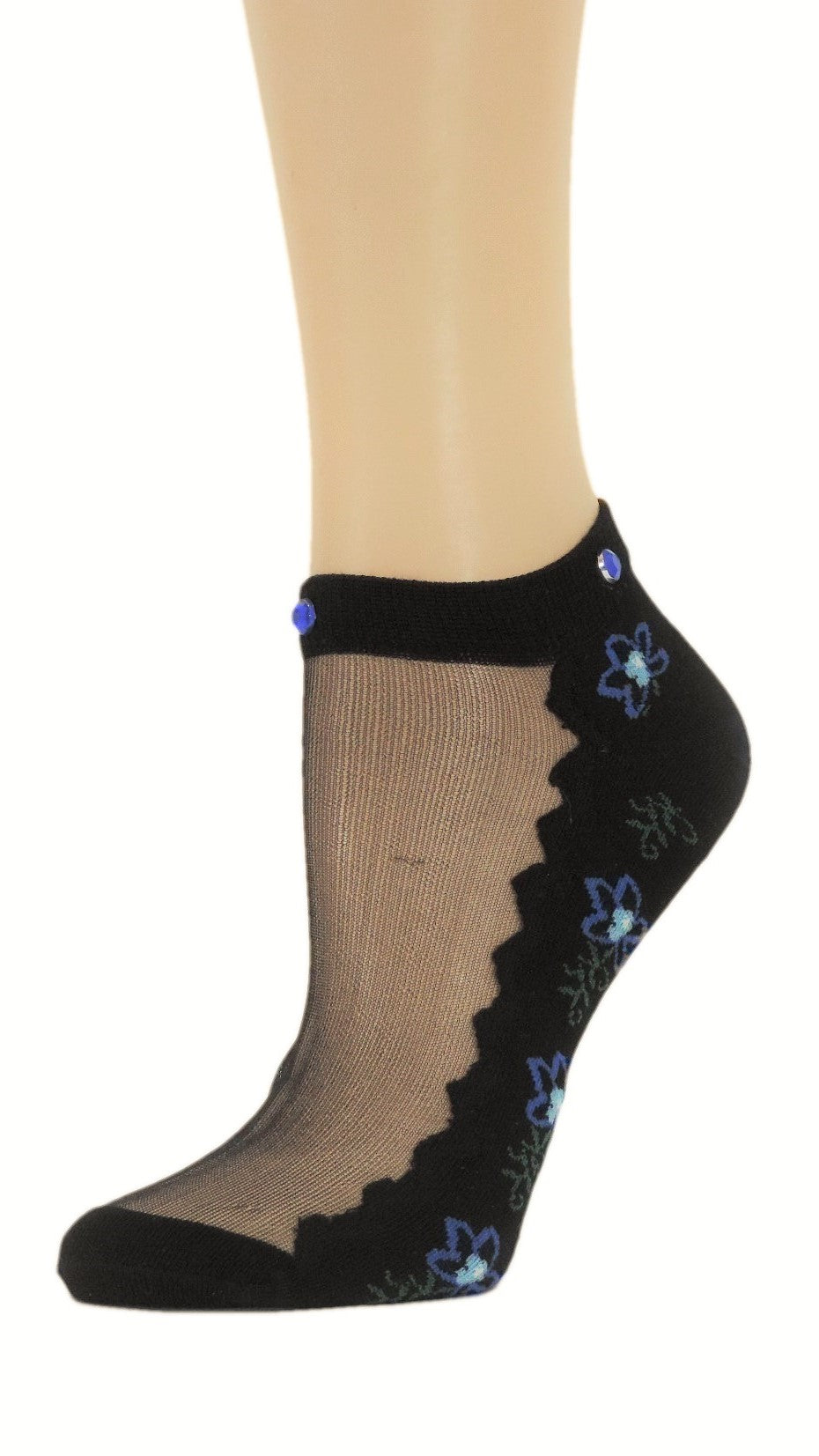 Charming Sea Blue Custom Ankle Sheer Socks with beads - Global Trendz Fashion®