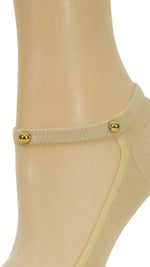 Sleek Beige Custom Ankle Sheer Socks with beads - Global Trendz Fashion®