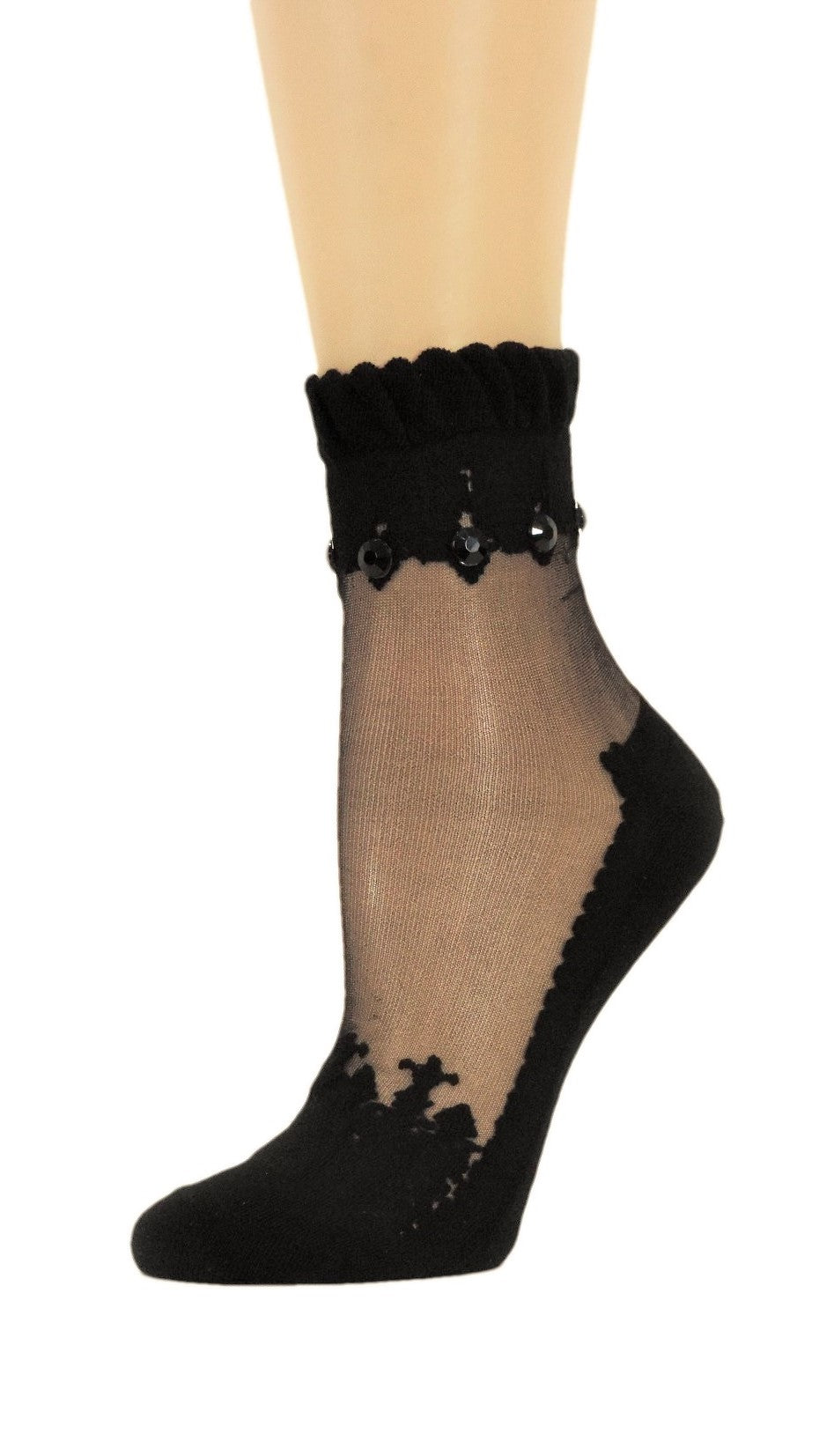 Dashing Black Custom Sheer Socks with beads - Global Trendz Fashion®